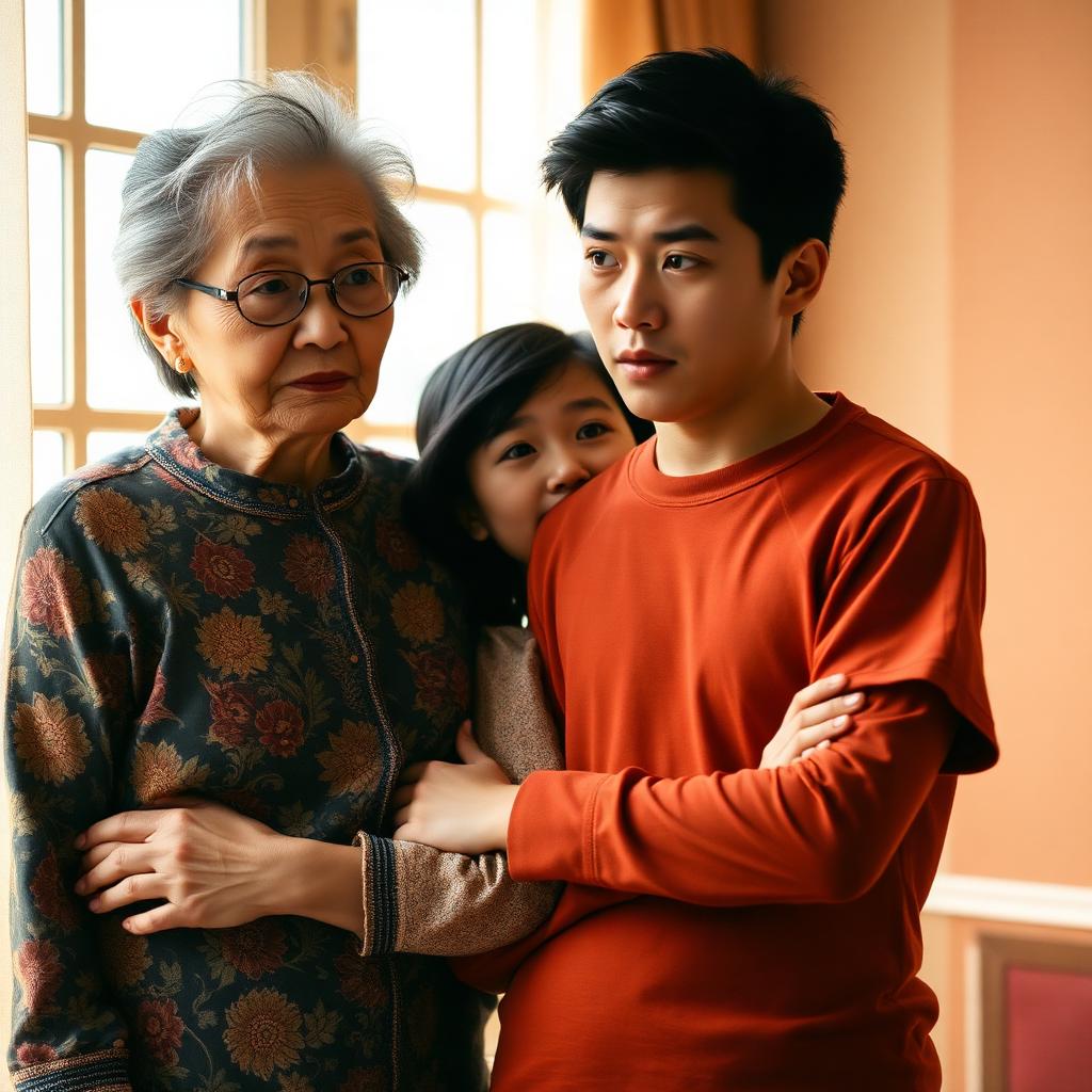 Multigenerational Asian family with questioning expressions